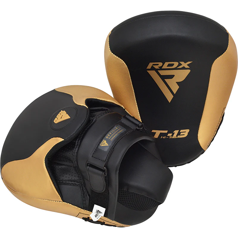 RDX T13 Boxing Gloves & Focus Pads Golden / Black - Image 9