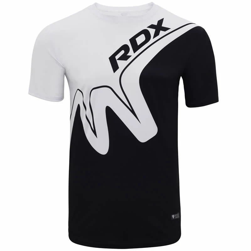 RDX T15 White Black Short Sleeves Sweat-Wicking Gym T-Shirt - Image 5