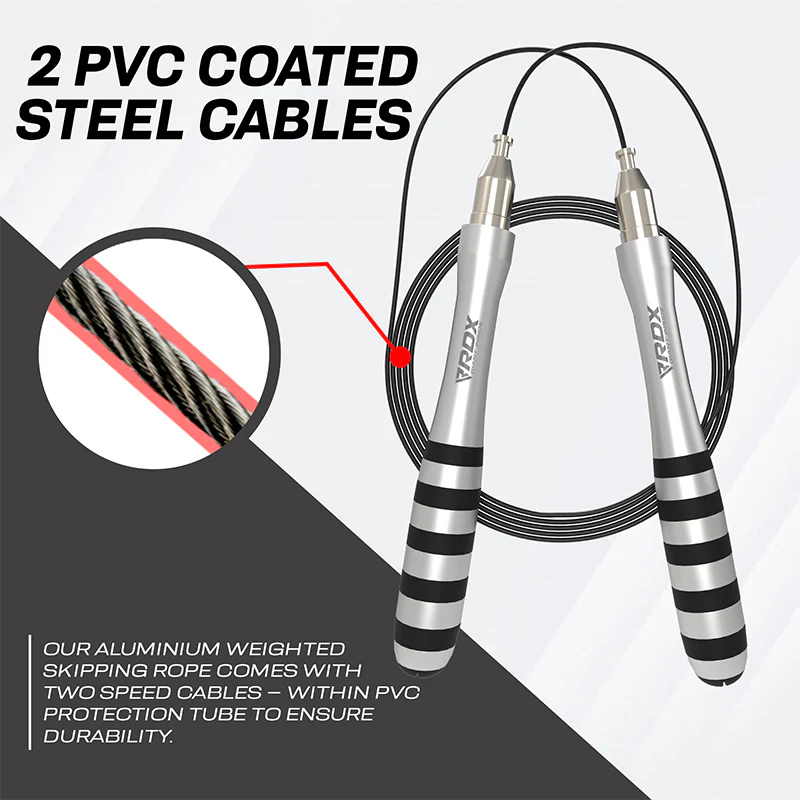 RDX S1 Weighted 10.3ft Non-Slip Aluminum Handles Skipping Rope - Image 3
