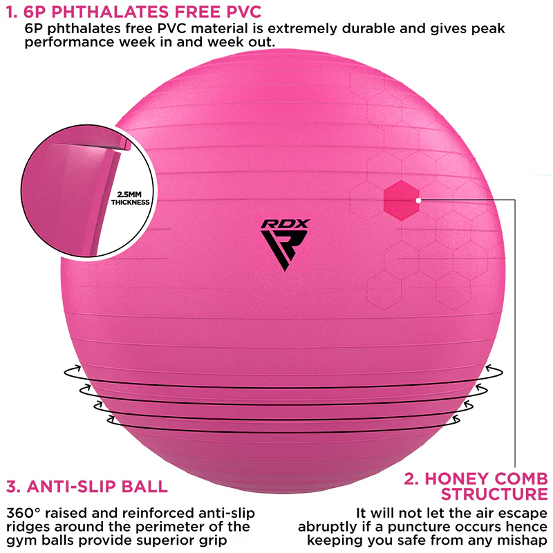 RDX B1 Inflatable Anti-Slip Yoga Ball with Portable Foot Air Pump - Image 13