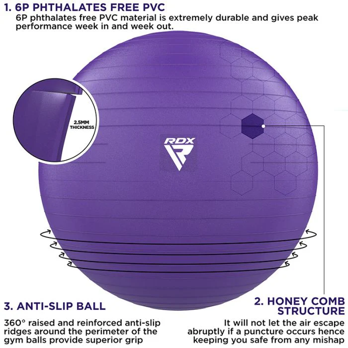 RDX B1 Inflatable Anti-Slip Yoga Ball with Portable Foot Air Pump - Image 18