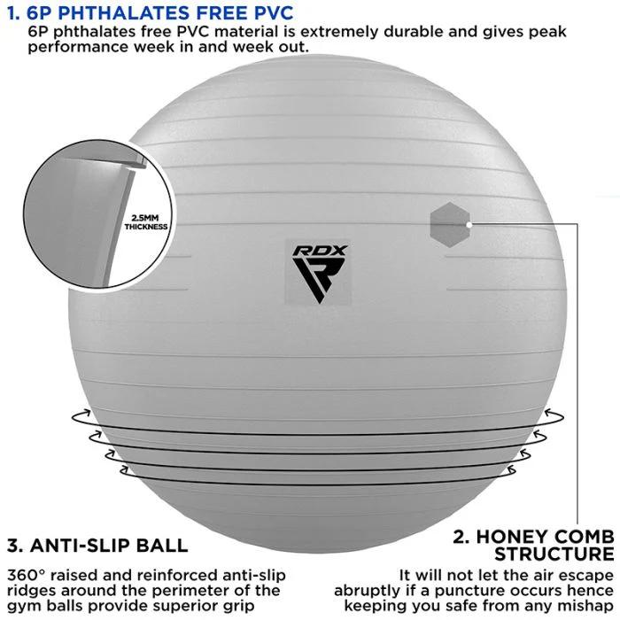 RDX B1 Inflatable Anti-Slip Yoga Ball with Portable Foot Air Pump - Image 22