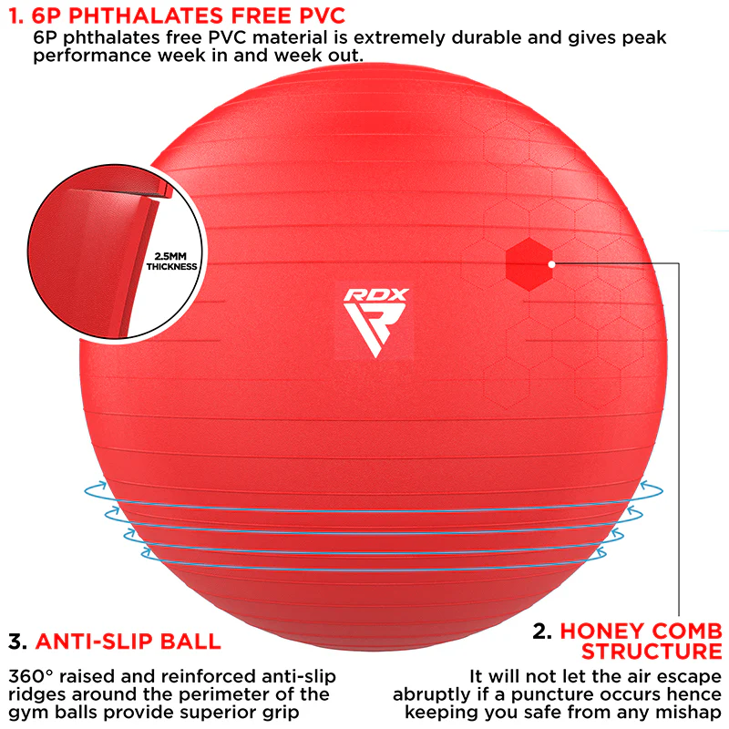 RDX B1 Inflatable Anti-Slip Yoga Ball with Portable Foot Air Pump - Image 6