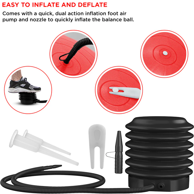 RDX B1 Inflatable Anti-Slip Yoga Ball with Portable Foot Air Pump - Image 7