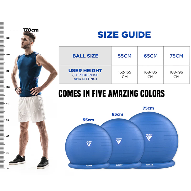 RDX B2 Inflatable Yoga Ball with Anti-Slip Base, Resistance Tubes & Air Pump - Image 13