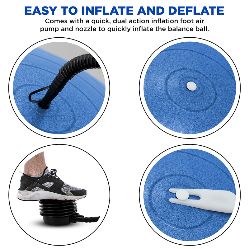 RDX B2 Inflatable Yoga Ball with Anti-Slip Base, Resistance Tubes & Air Pump - Image 14