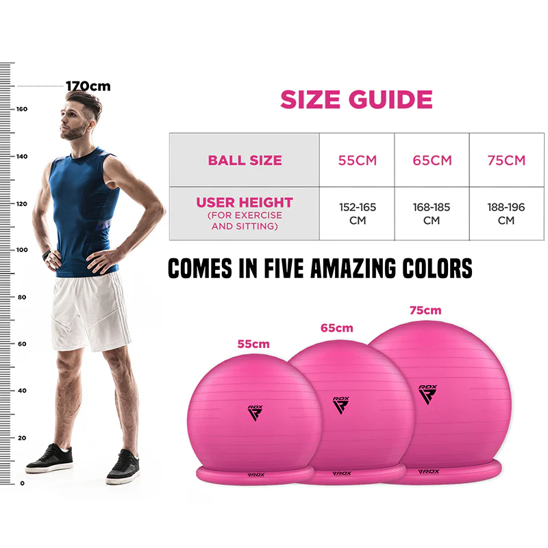 RDX B2 Inflatable Yoga Ball with Anti-Slip Base, Resistance Tubes & Air Pump - Image 22