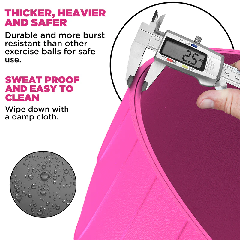 RDX B2 Inflatable Yoga Ball with Anti-Slip Base, Resistance Tubes & Air Pump - Image 23