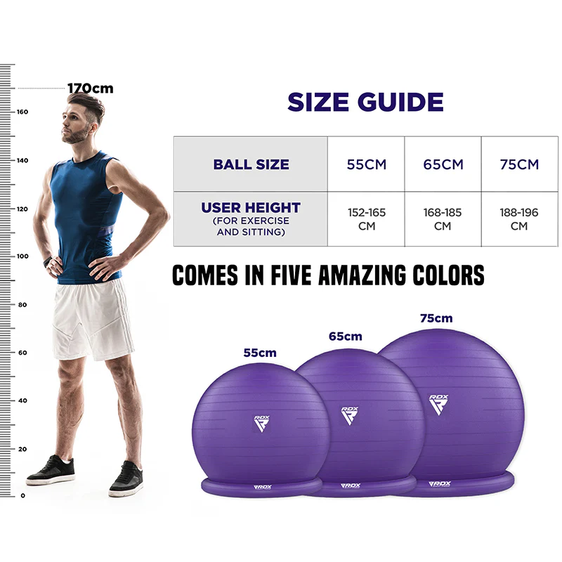 RDX B2 Inflatable Yoga Ball with Anti-Slip Base, Resistance Tubes & Air Pump - Image 26