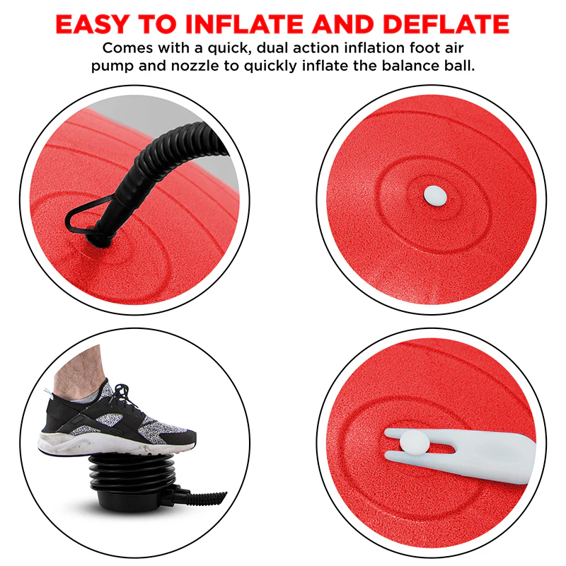RDX B2 Inflatable Yoga Ball with Anti-Slip Base, Resistance Tubes & Air Pump - Image 5