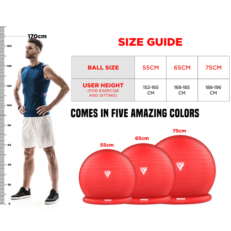 RDX B2 Inflatable Yoga Ball with Anti-Slip Base, Resistance Tubes & Air Pump - Image 6